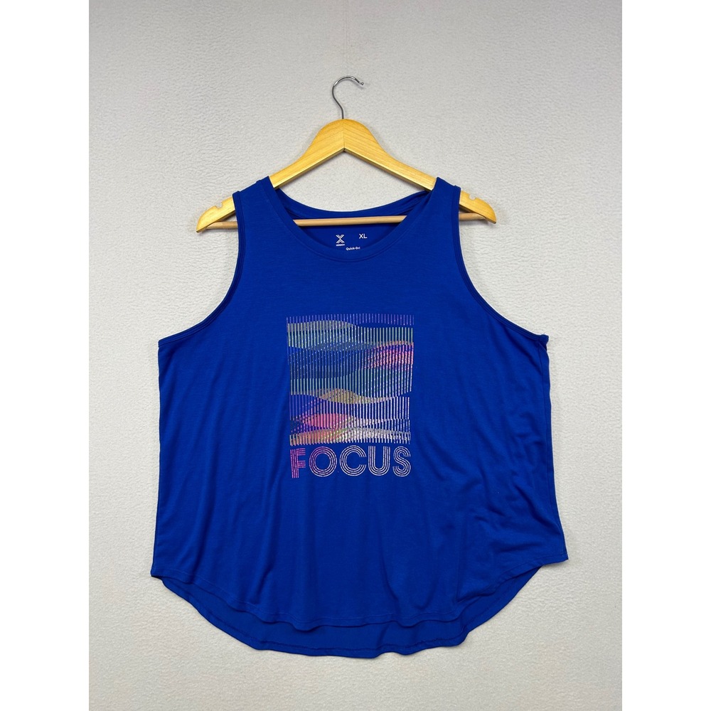 Athletic Sporty Xersion Women XL Blue Focus Graphic Quick-Dri Tank Top